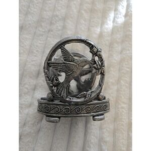 VTG Hummingbird Pewter Candle Napkin Mail Holder Carson Silver Tone Bird